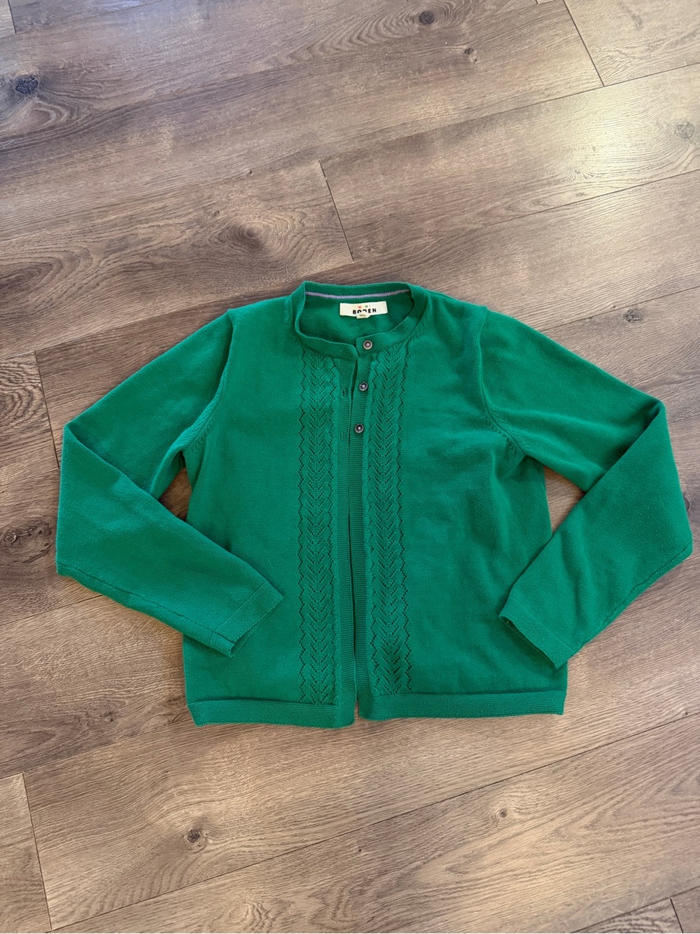Mini Boden Green Knit Button-Front kids Sweater size 13/14